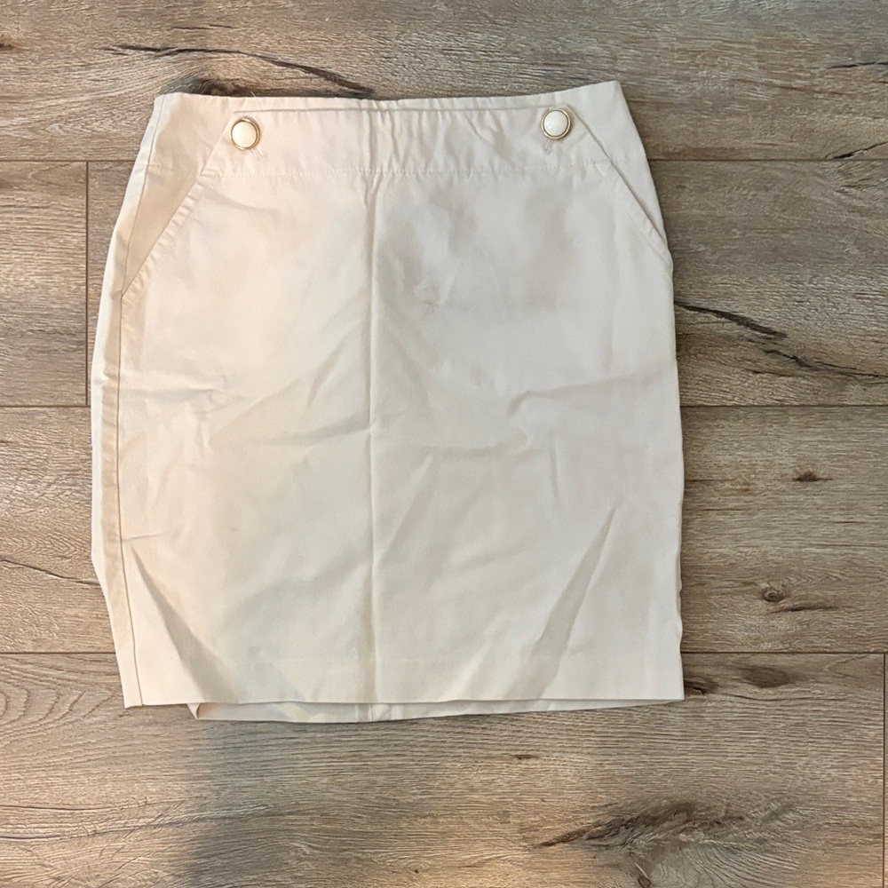 Women's Cream Pencil Skirt with Gold Ring Detail Banana Republic